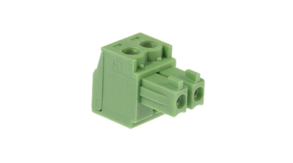 3.81mm Raster 2-Wege-Steckklemmenblock, Stecker, Kabelmontage, Schraubanschluss, Packung à 5 Stück